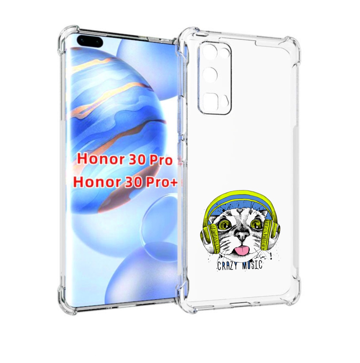 

Чехол бампер MyPads кошка в наушниках рисунок для Honor 3, Прозрачный, Tocco