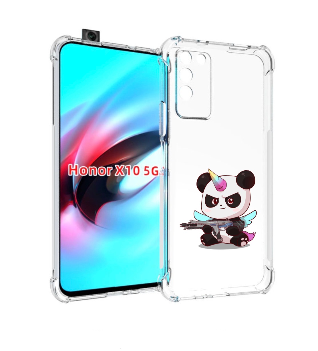 

Чехол MyPads панда-единорог детский для Honor X10, Прозрачный, Tocco