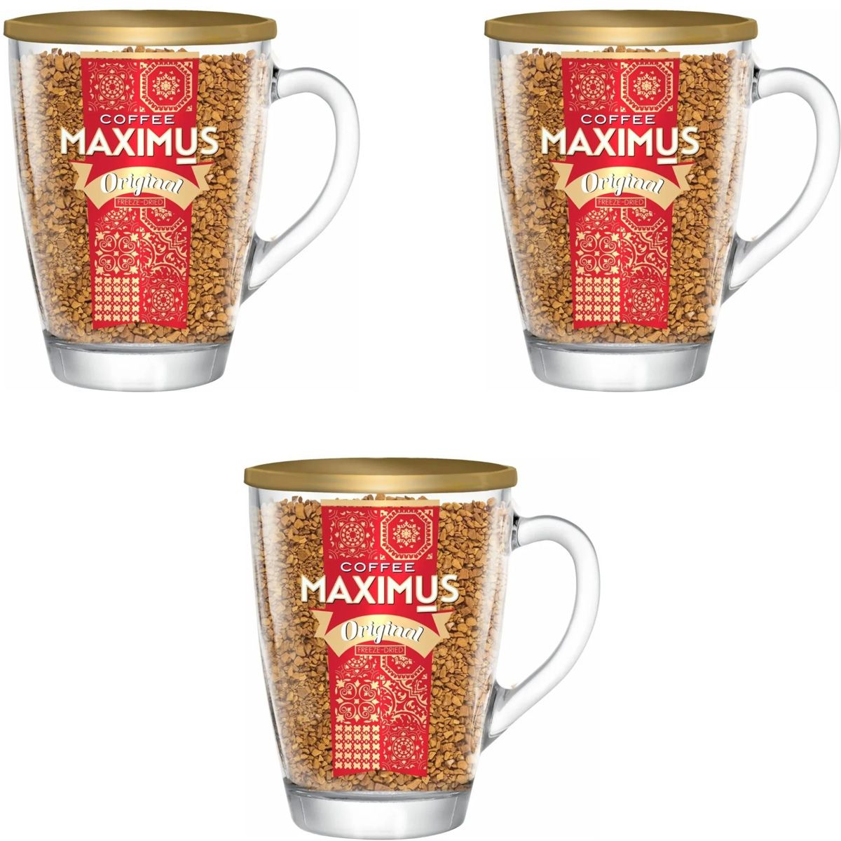 Кофе растворимый Maximus Original в стеклянной кружке 70 г х 3 шт 1658₽