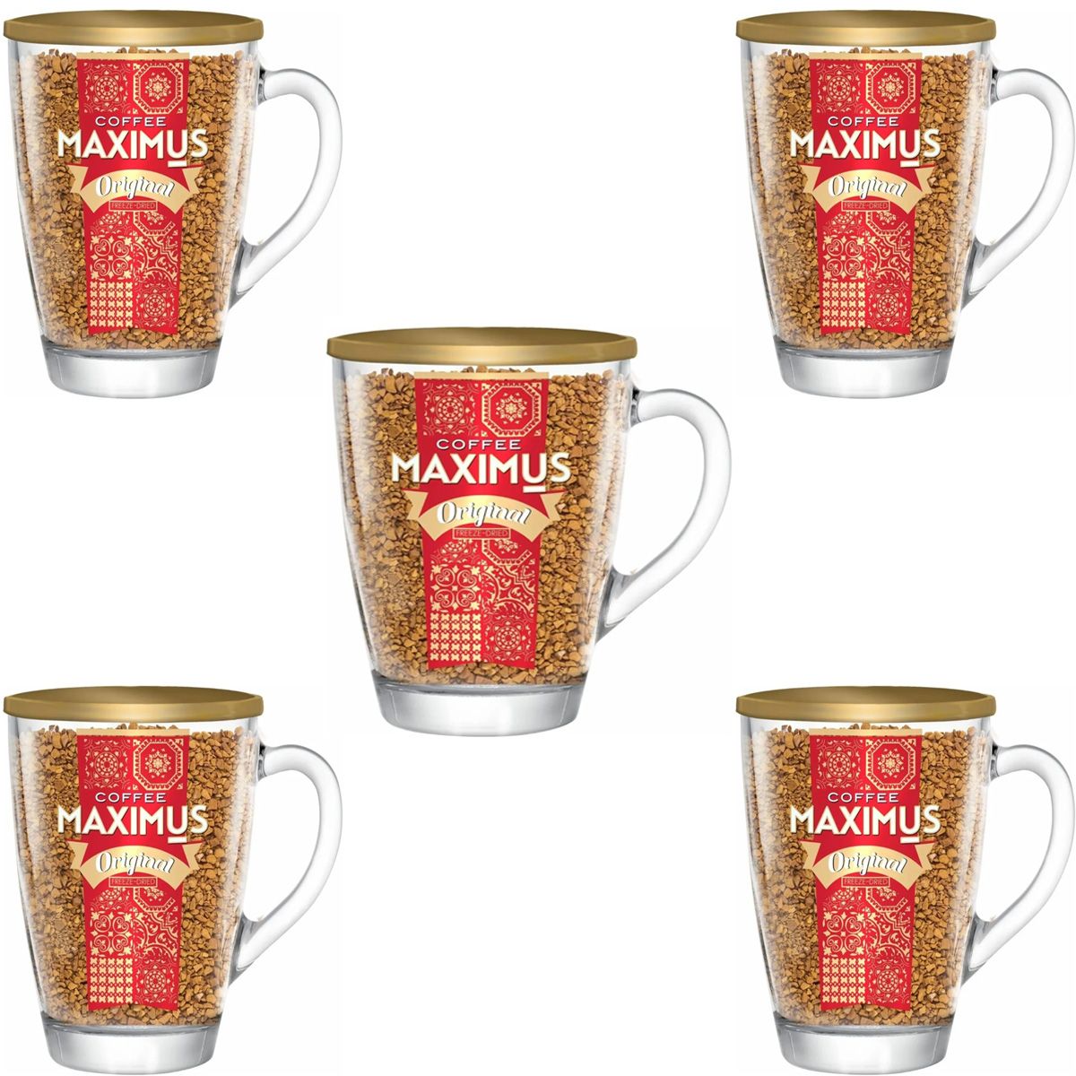 Кофе растворимый Maximus Original в стеклянной кружке, 70 г х 5 шт