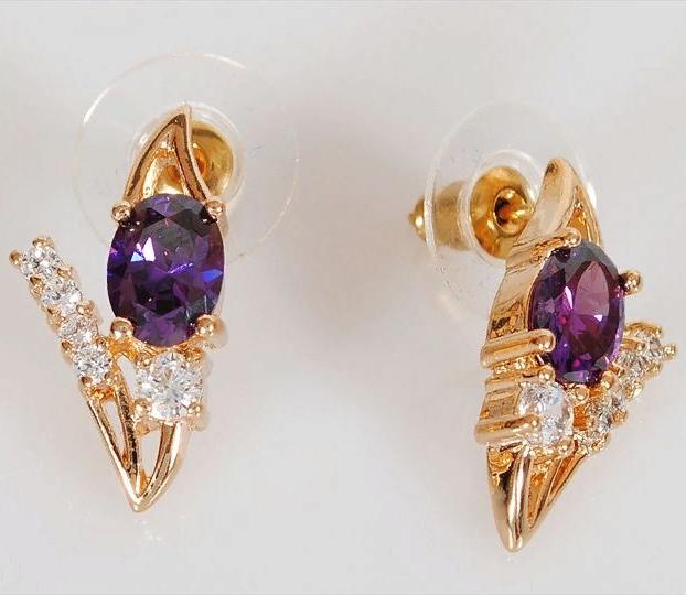 

Серьги из ювелирного сплава Lotus Jewelry 3023E-27am, аметист/циркон, 3023E-27am