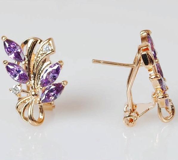 

Серьги из ювелирного сплава Lotus Jewelry 3027E-14am, аметист/циркон, 3027E-14am