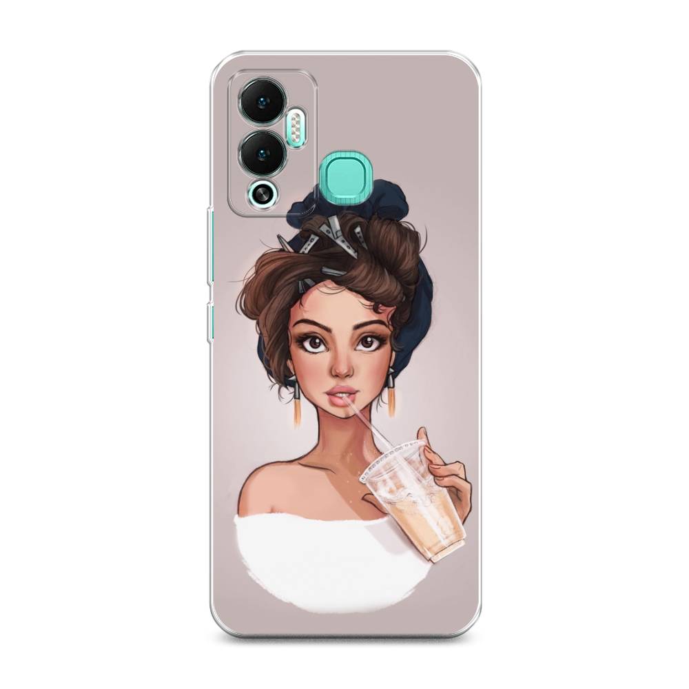

Чехол на Infinix Hot 12 Play "Девушка с фраппе", Серый, 3101750-6