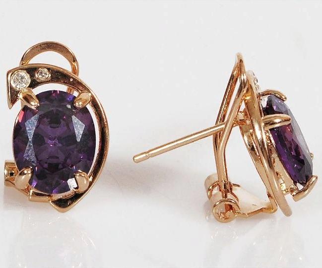 

Серьги из ювелирного сплава Lotus Jewelry 3031E-11am, аметист/циркон, 3031E-11am