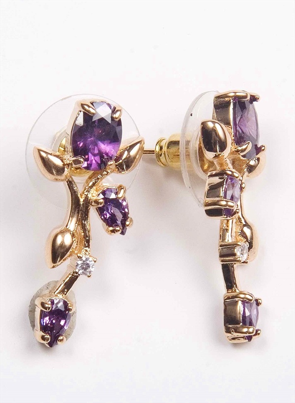 

Серьги из бижутерного сплава Lotus Jewelry 3040E-11am, аметист/циркон, 3040E-11am
