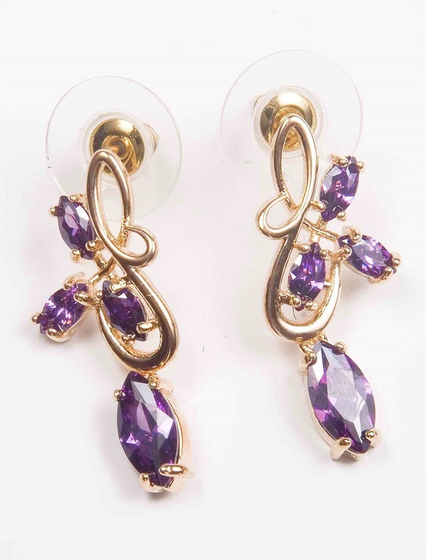 

Серьги из бижутерного сплава Lotus Jewelry 3041E-04am, аметист, 3041E-04am