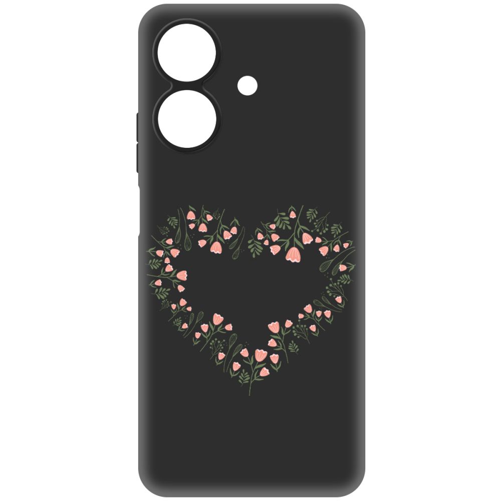 

Чехол-накладка Krutoff Soft Case Цветочное сердце для Realme Note 60 черный