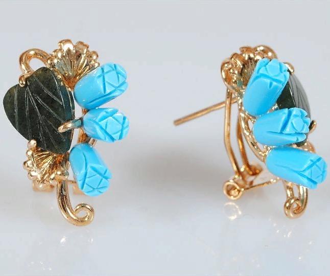 

Серьги из ювелирного сплава Lotus Jewelry 38E-88tq-ja, бирюза/нефрит, 38E-88tq-ja
