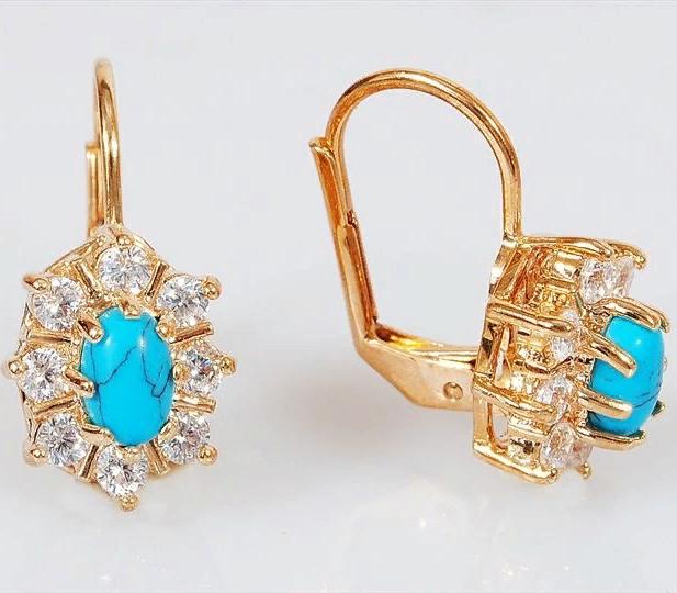 

Серьги из ювелирного сплава Lotus Jewelry 39E-41tq, бирюза/циркон, 39E-41tq