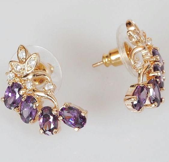 

Серьги из ювелирного сплава Lotus Jewelry 39E-49am, аметист/циркон, 39E-49am