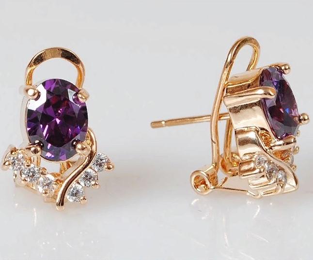 

Серьги из ювелирного сплава Lotus Jewelry 40E-43am, аметист/циркон, 40E-43am