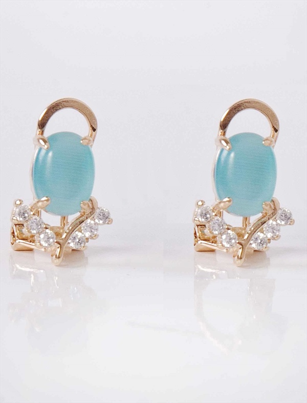 

Серьги из бижутерного сплава Lotus Jewelry 40E-43CA, кошачий глаз/циркон, 40E-43CA