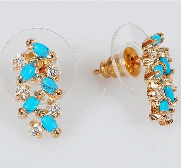 

Серьги из ювелирного сплава Lotus Jewelry 5E-205tq, бирюза/циркон, 5E-205tq