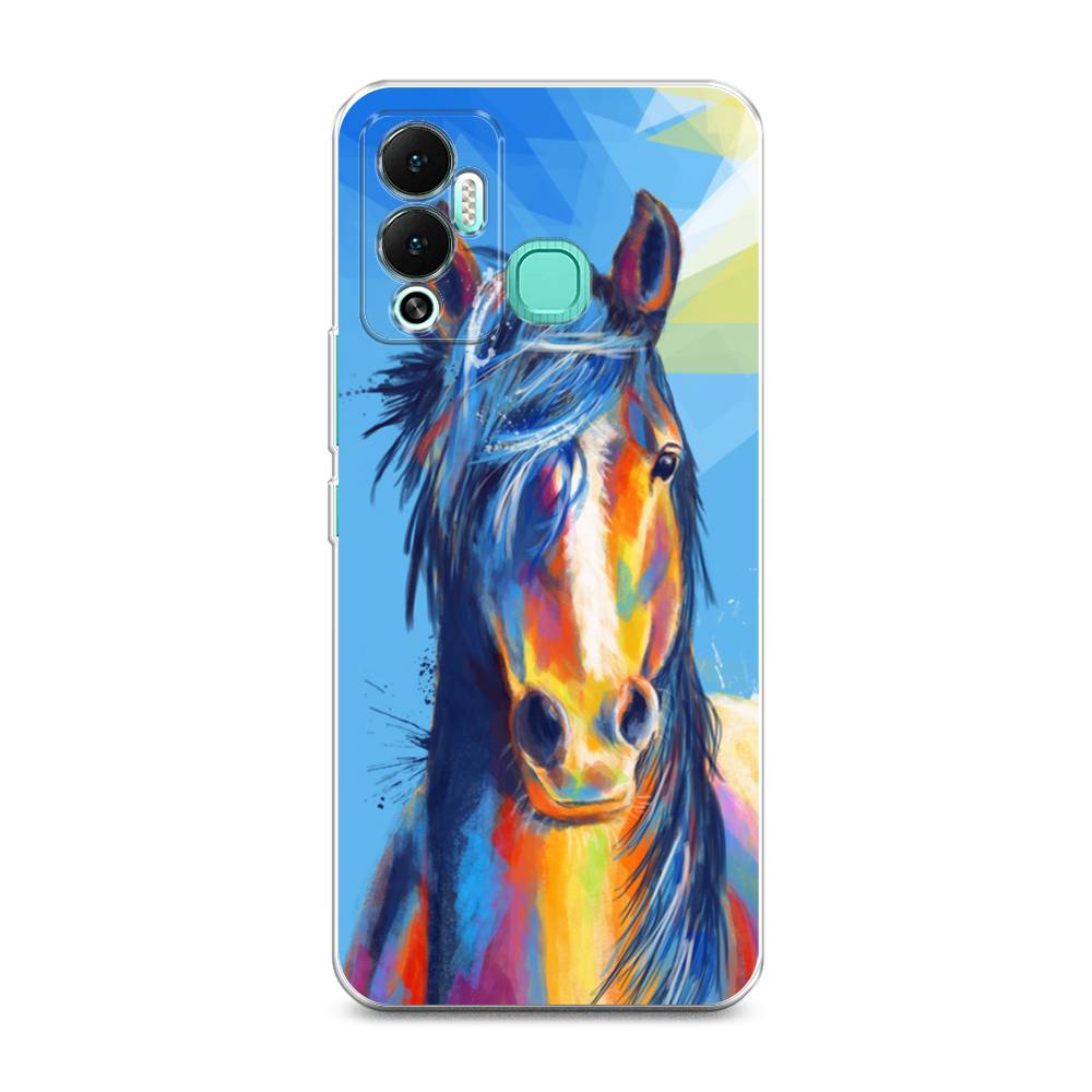

Чехол на Infinix Hot 12 Play "Лошадь арт 3", Голубой;желтый;синий, 3101750-1