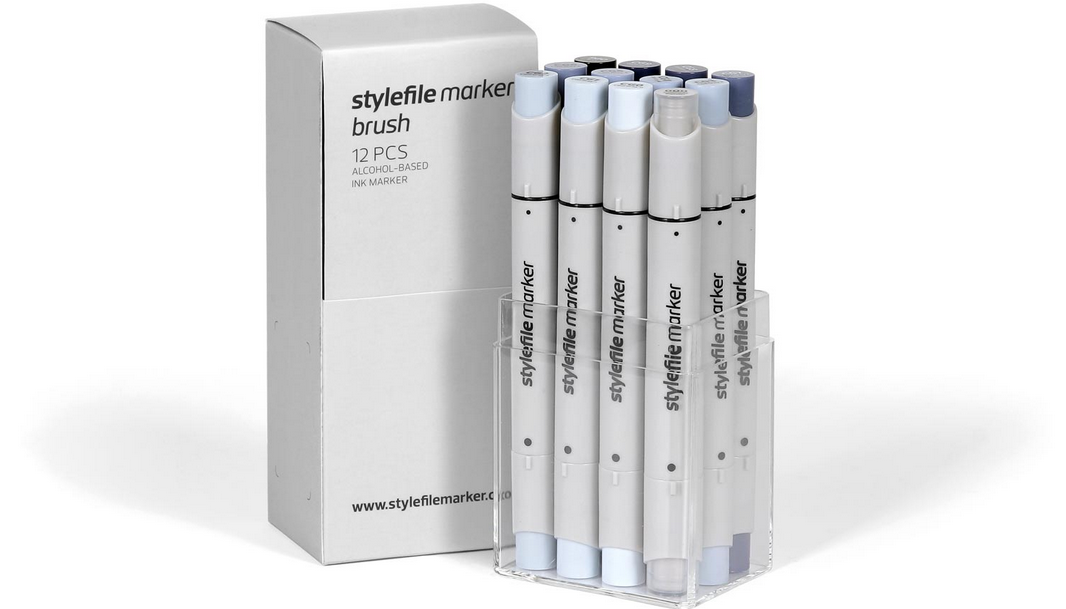 

Stylefile Marker Набор маркеров Brush оттенки серый холодный (x12), Разноцветный