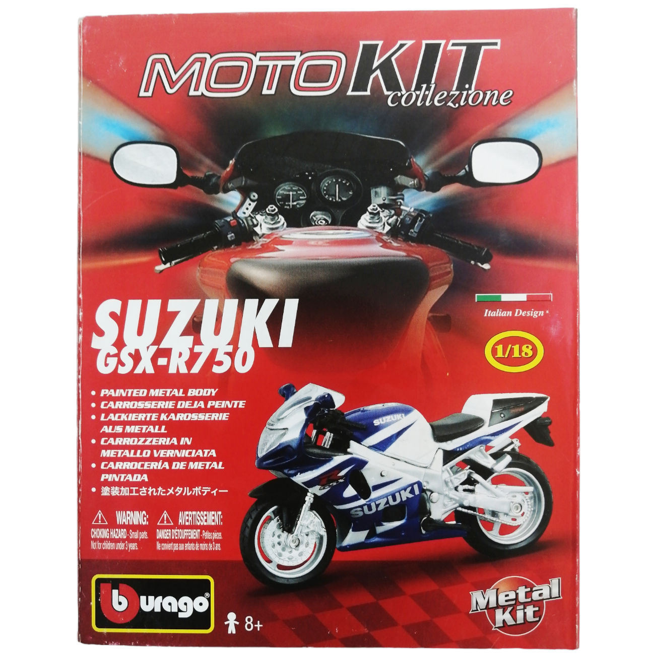Сборная модель мотоцикла Bburago Suzuki GSX-R750, масштаб 1/18, 18-55002