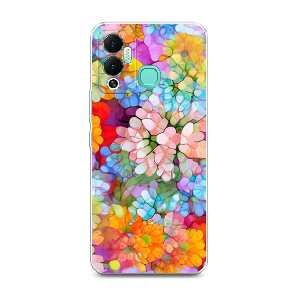 

Чехол на Infinix Hot 12 Play "Цветы витраж", Оранжевый;розовый;голубой, 3101750-3