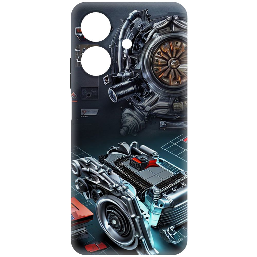 

Чехол-накладка Krutoff Soft Case Моторы для Realme Note 60 черный