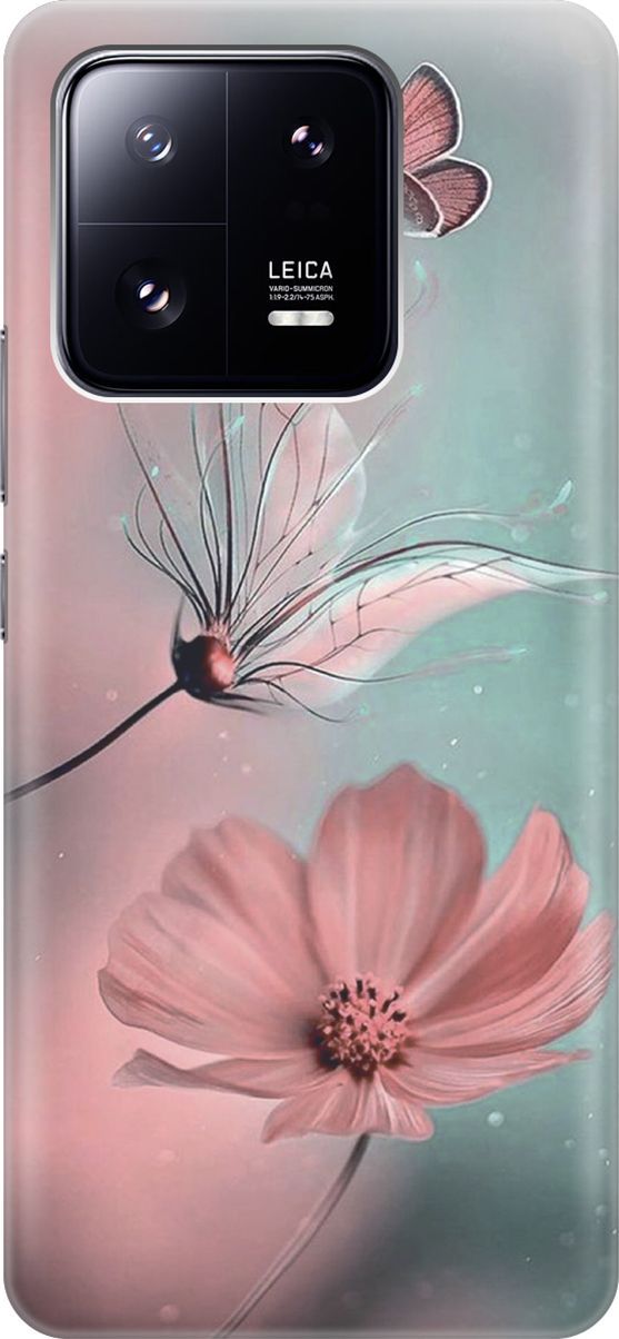 

Силиконовый чехол на Xiaomi 13 Pro Про с принтом "Бабочка и цветы", Голубой;розовый, 158969