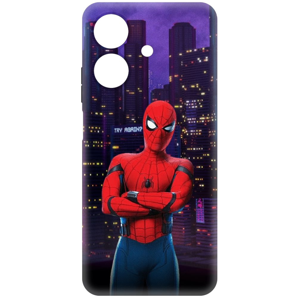 

Чехол-накладка Krutoff Soft Case Человек-Паук. На крыше для Realme Note 60 черный