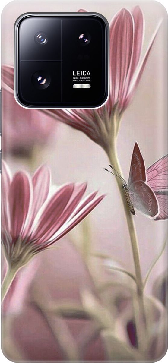 

Силиконовый чехол на Xiaomi 13 Pro Про с принтом "Бабочка на розовом цветке", Бежевый;розовый, 158969