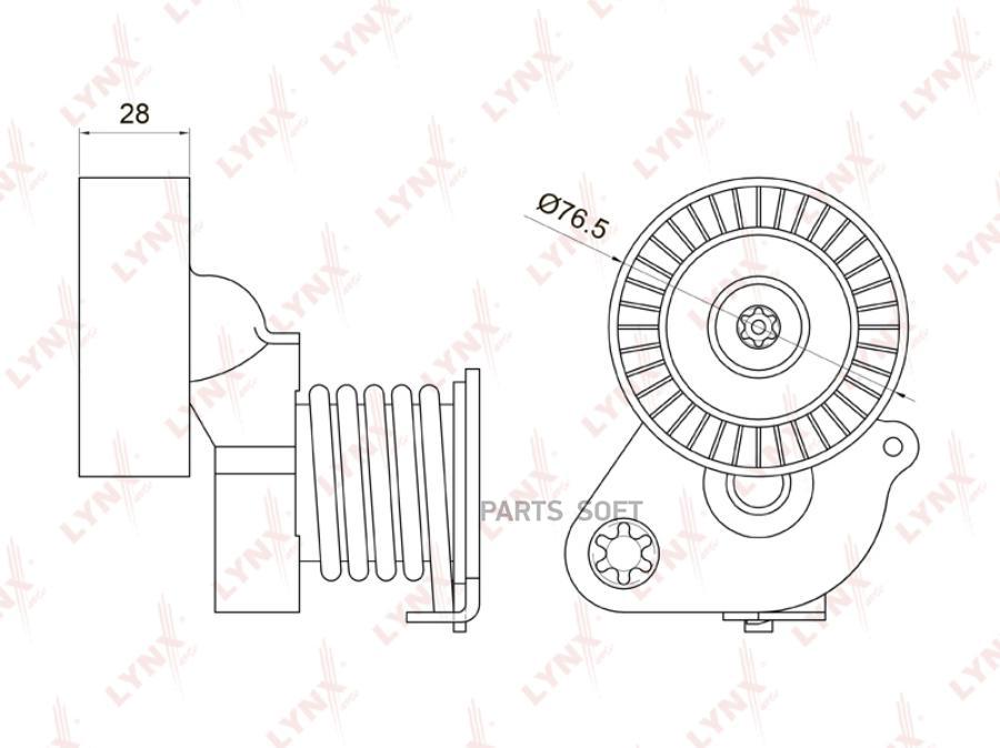 LYNXAUTO Натяжитель приводного ремня с роликом 1шт PT3019