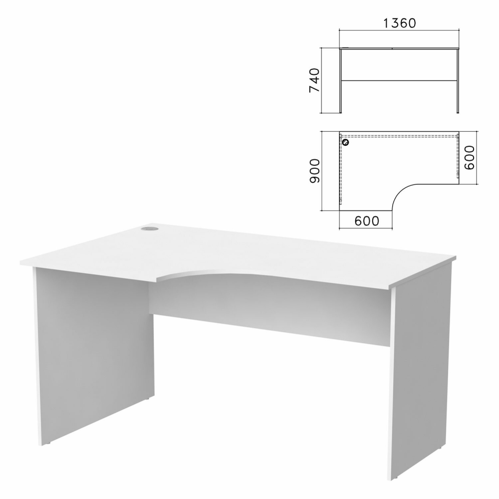 Стол письменный эргономичный Бюджет 1360х900х740 мм левый белый 402662-290 10426₽