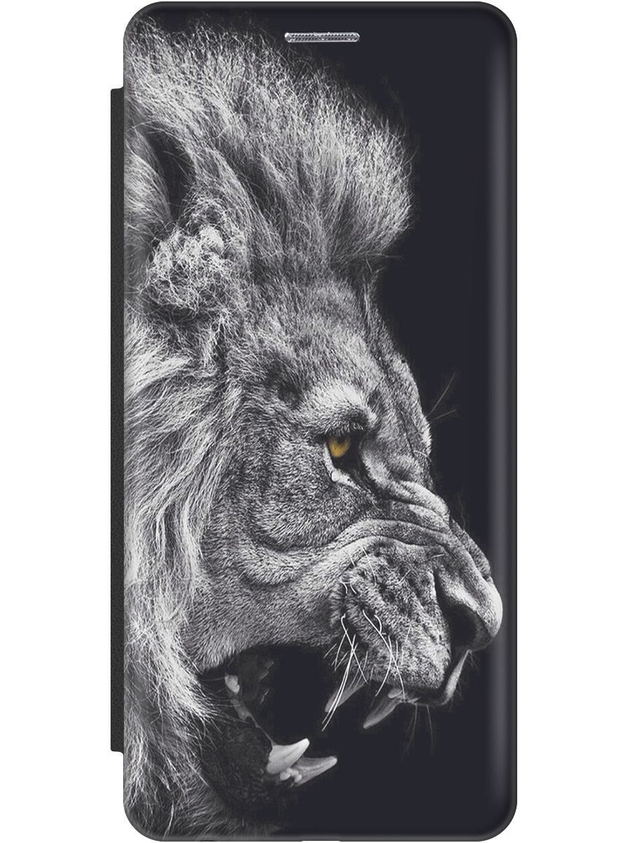 

Чехол-книжка на Xiaomi Redmi A3 с рисунком "Морда льва" черный, Серый;черный, 20012120
