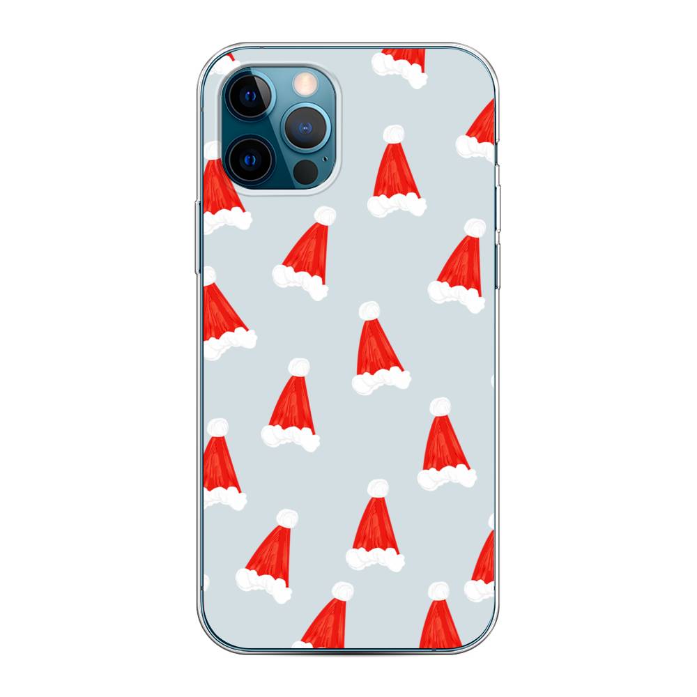 

Чехол на Apple iPhone 12 "Новогодние шапочки", Белый;красный;серый, 12850-5