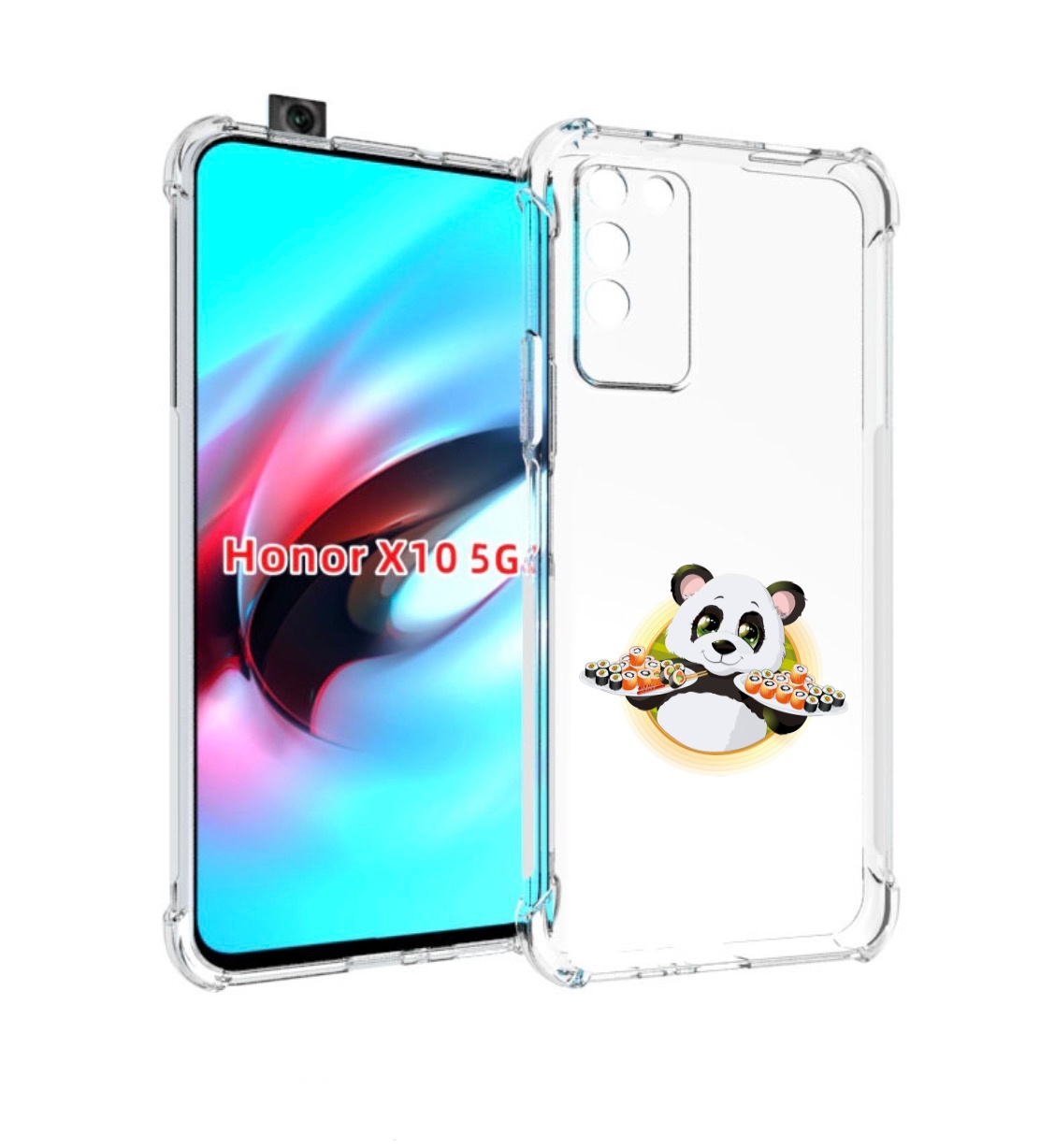 

Чехол MyPads панда-с-суши для Honor X10, Прозрачный, Tocco