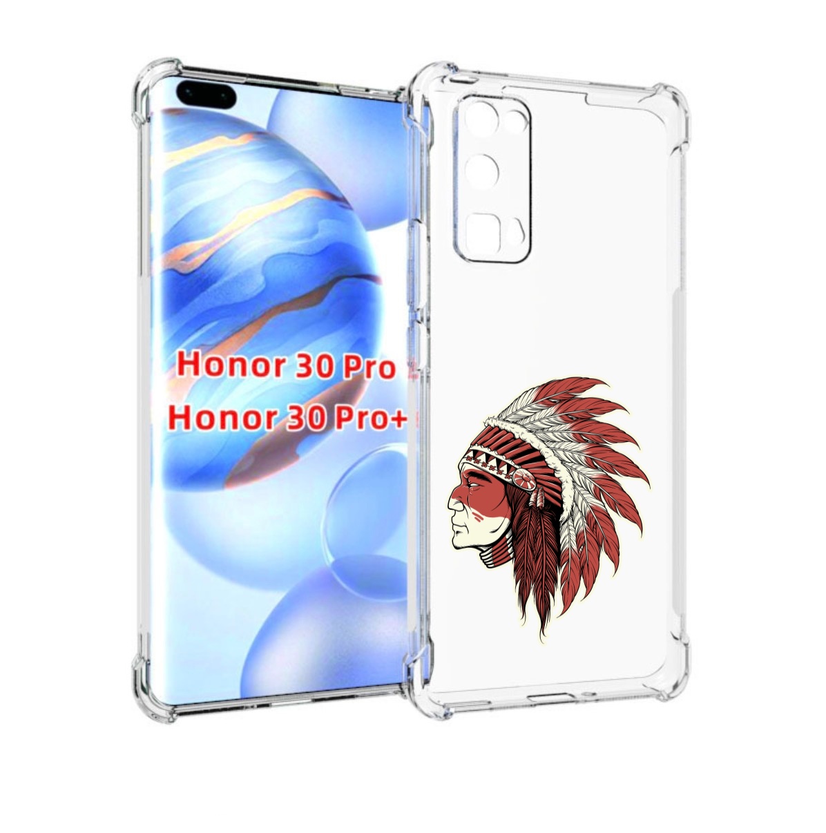 

Чехол бампер MyPads красный индеец для Honor 30 Pro, Прозрачный, Tocco