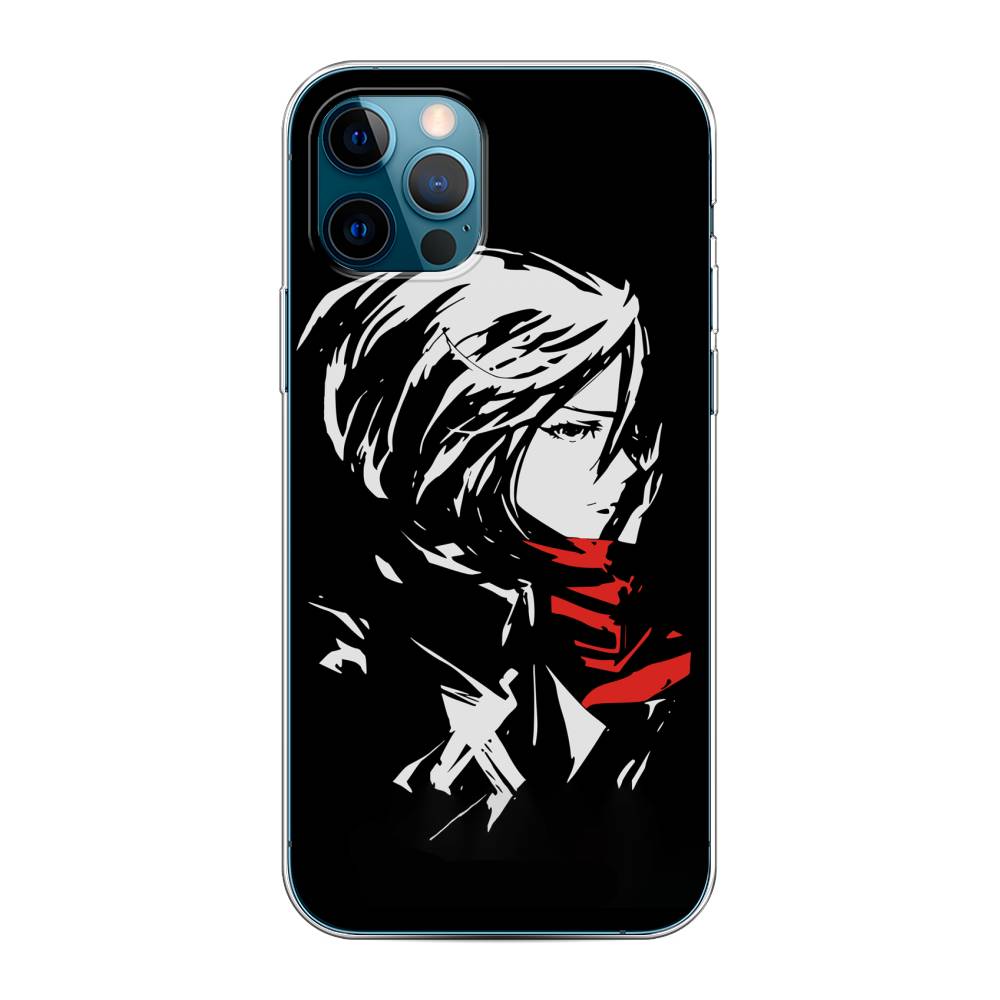 

Чехол на Apple iPhone 12 "Микаса минимализм", Черный;серый;красный, 12850-4