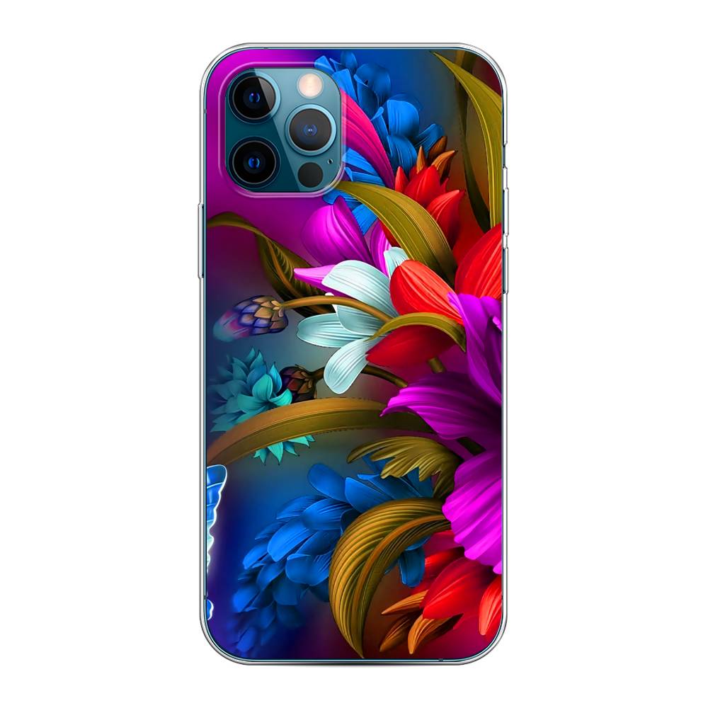 

Чехол на Apple iPhone 12 "Фантастические цветы", Фиолетовый;красный;синий, 12850-2