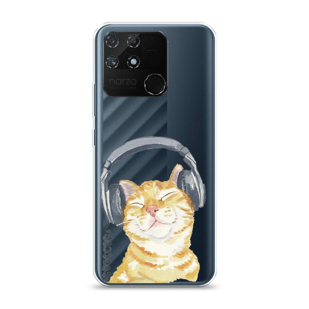 

Силиконовый чехол "Кот меломан" на Realme Narzo 50A, Кот меломан