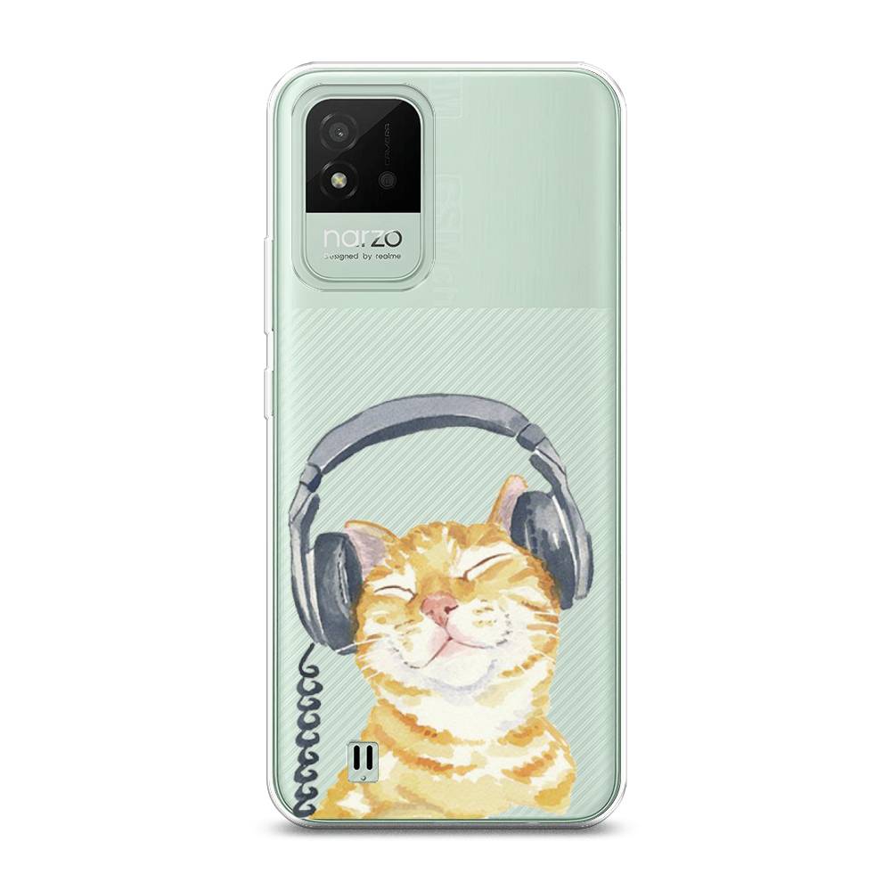 

Силиконовый чехол "Кот меломан" на Realme Narzo 50i, Кот меломан