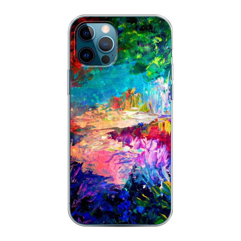 

Чехол на Apple iPhone 12 "Лес-гуашь", Синий;розовый;зеленый, 12850-4