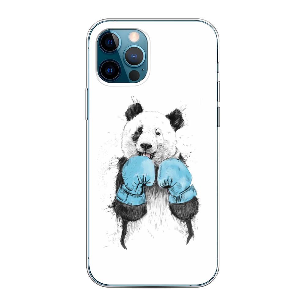 

Чехол на Apple iPhone 12 "Панда боксер", Голубой;белый;серый, 12850-1