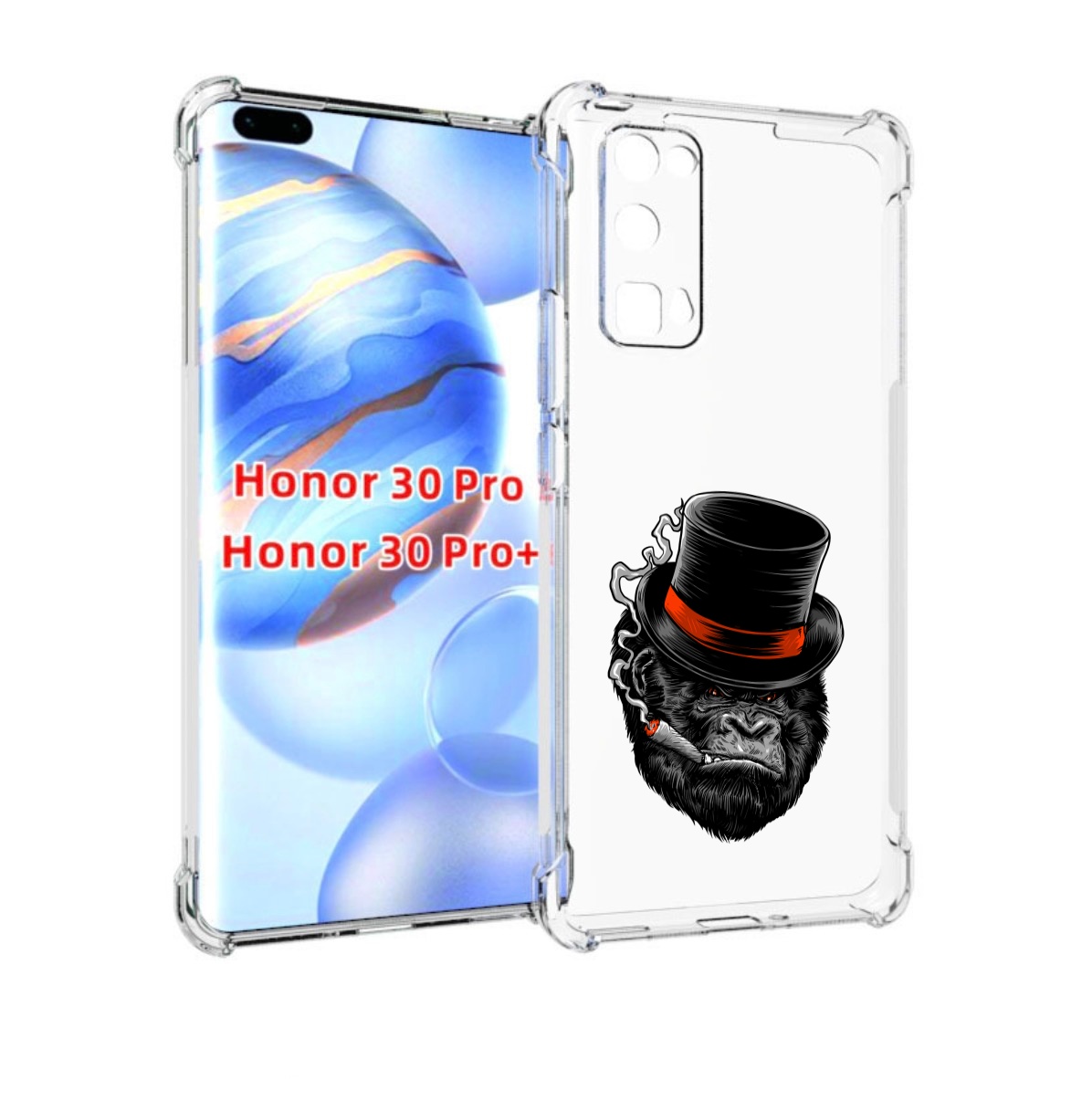 

Чехол бампер MyPads дизайнерская горилла для Honor 30 Pro, Прозрачный, Tocco