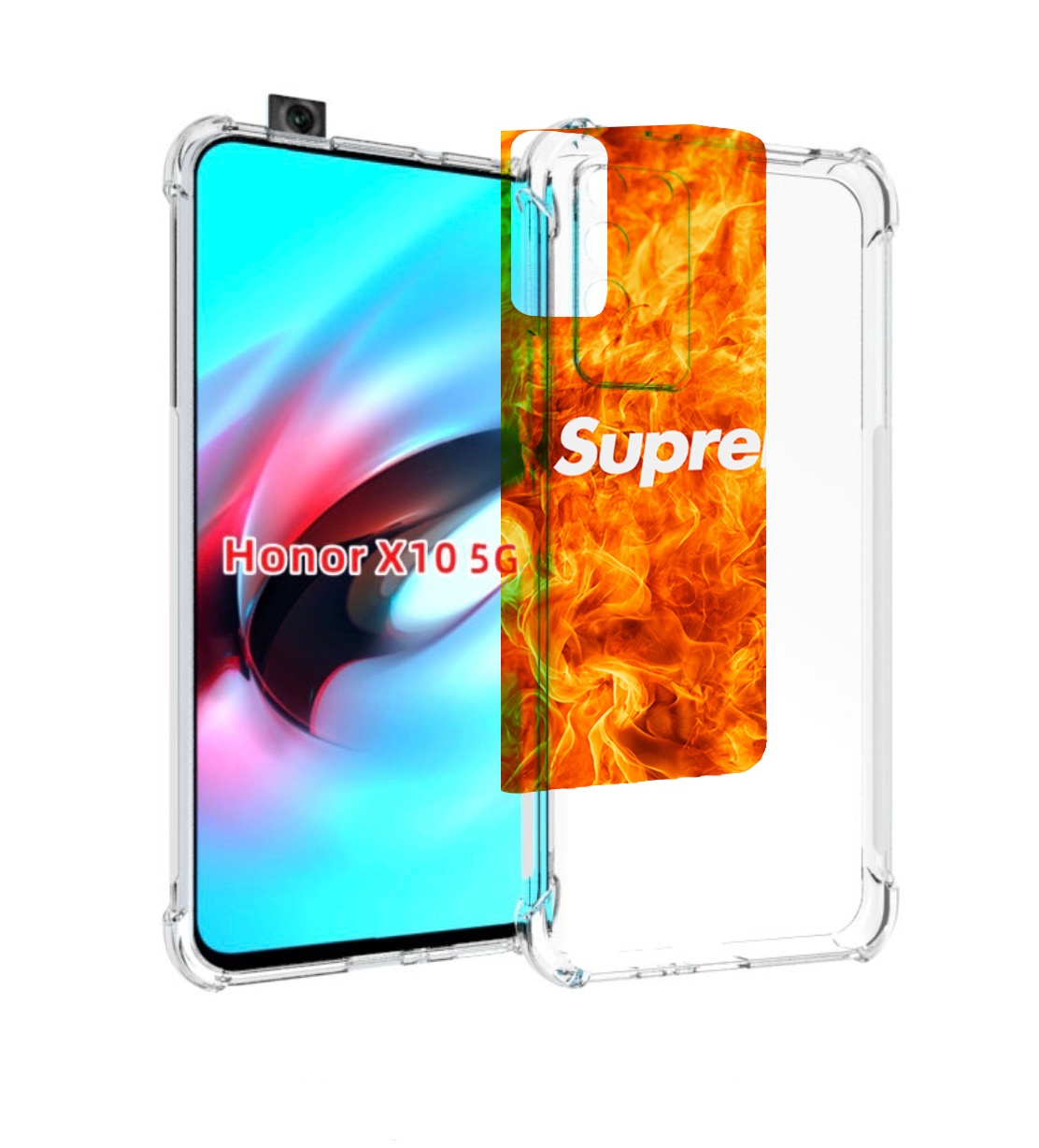 

Чехол MyPads пламя-пламенное суприм для Honor X10, Прозрачный, Tocco