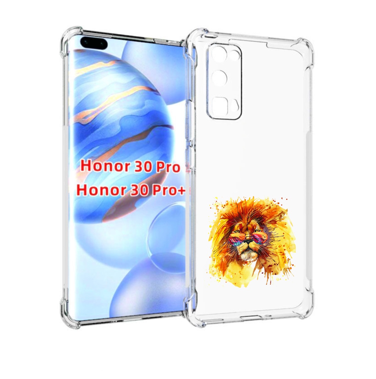 

Чехол бампер MyPads лев в очках для Honor 30 Pro, Прозрачный, Tocco
