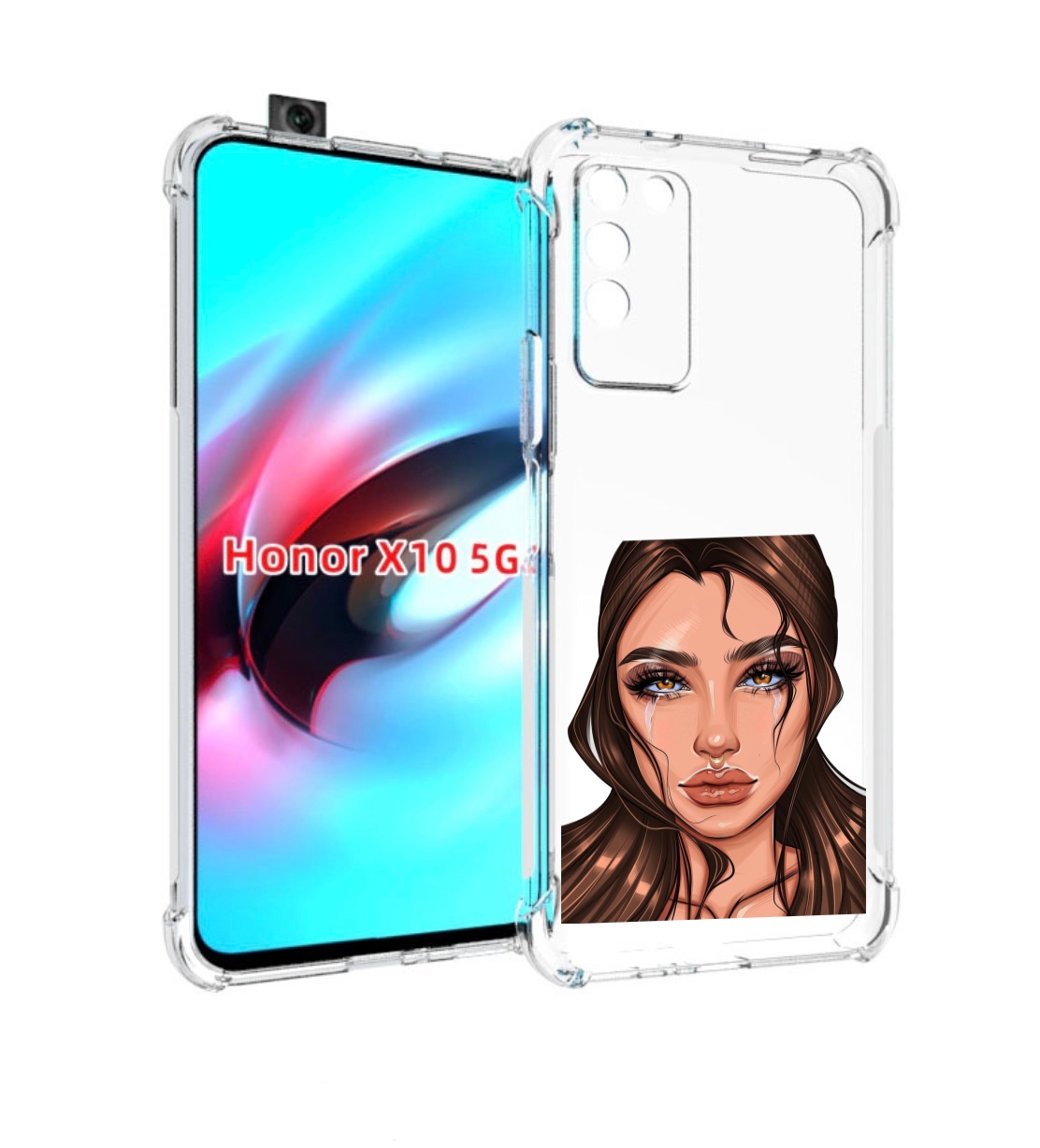 

Чехол MyPads плачущая-девушка женский для Honor X10, Прозрачный, Tocco