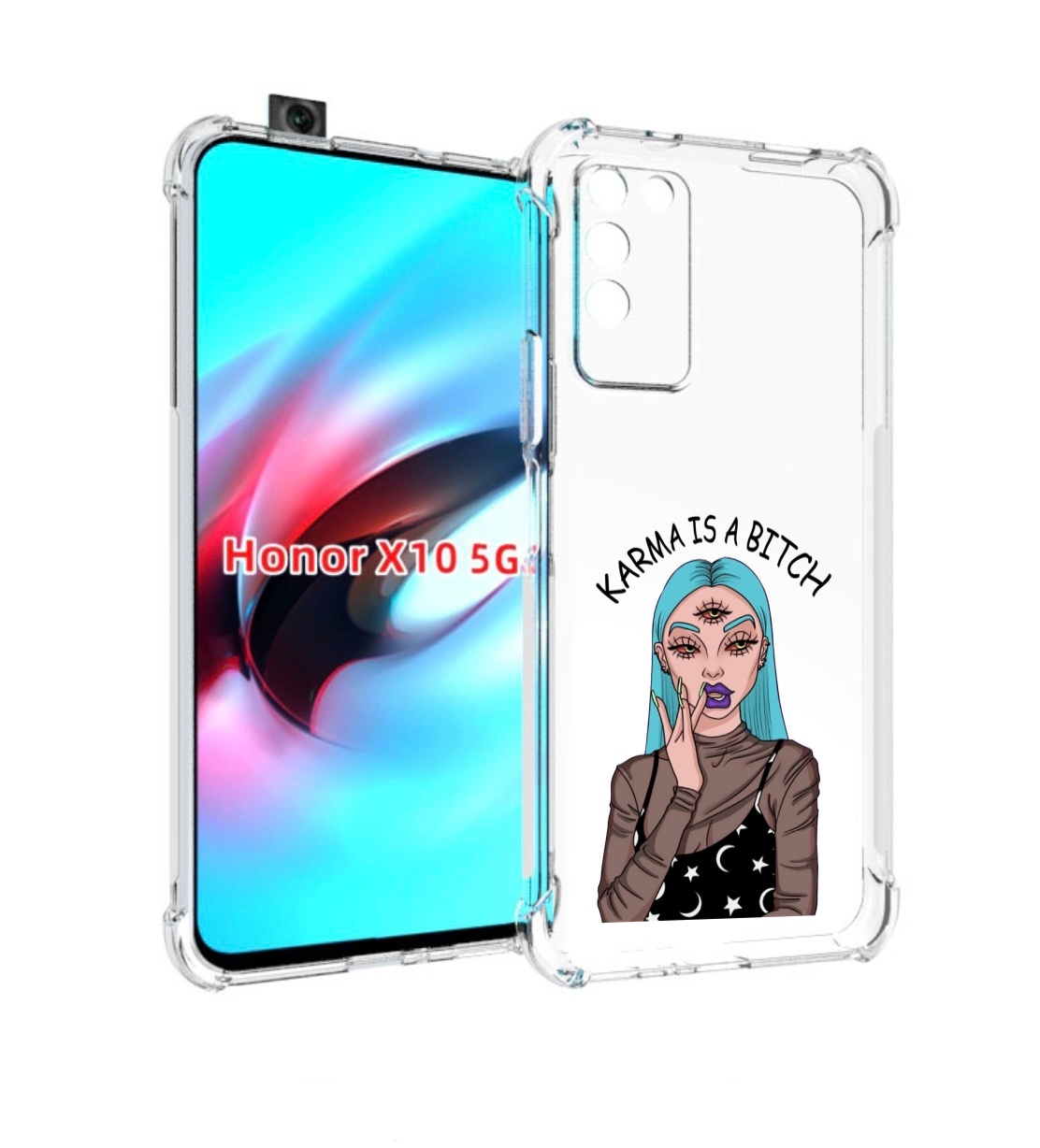 

Чехол MyPads плохая-карма женский для Honor X10, Прозрачный, Tocco
