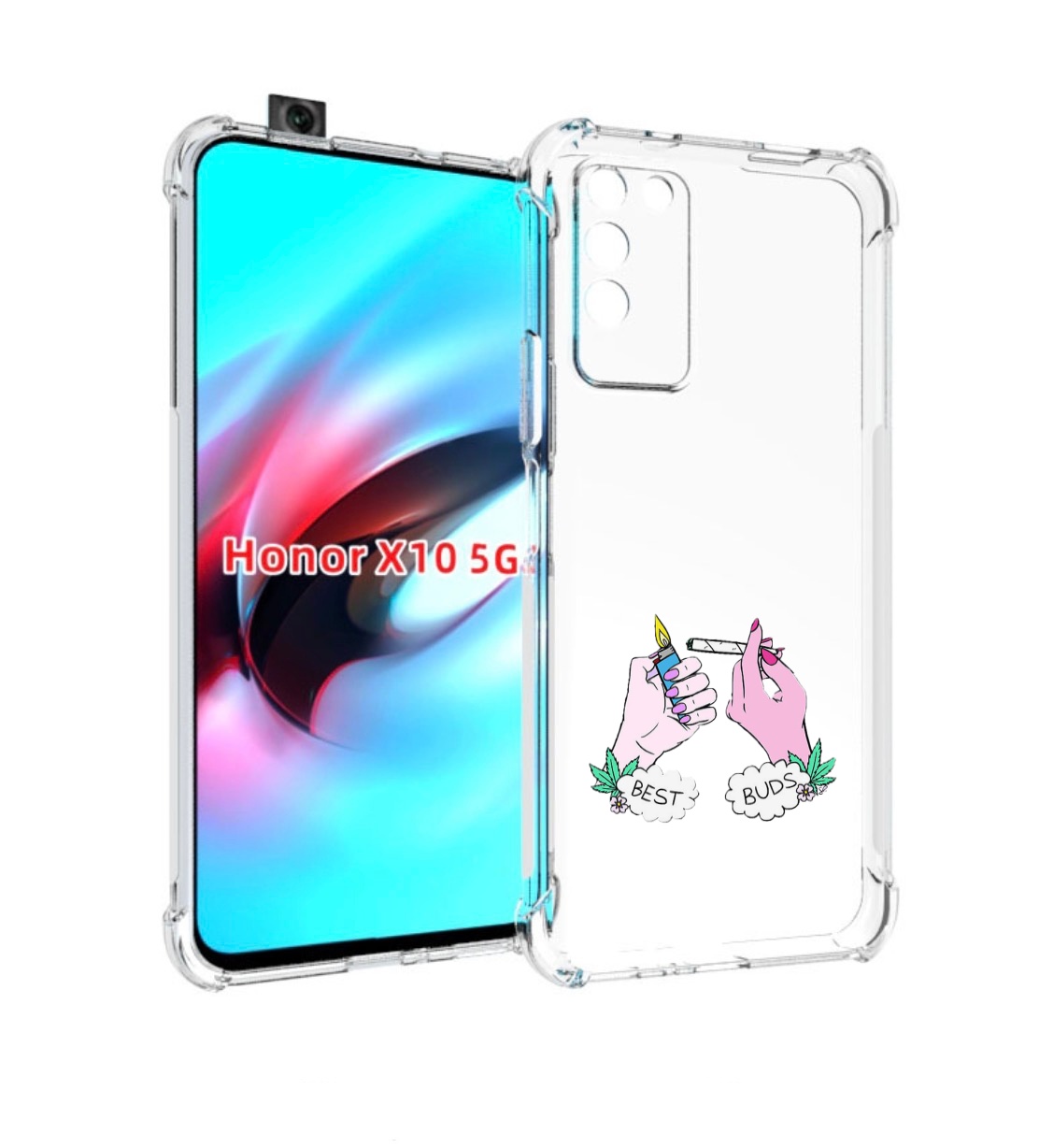 

Чехол MyPads плохие руки женский для Honor X10, Прозрачный, Tocco