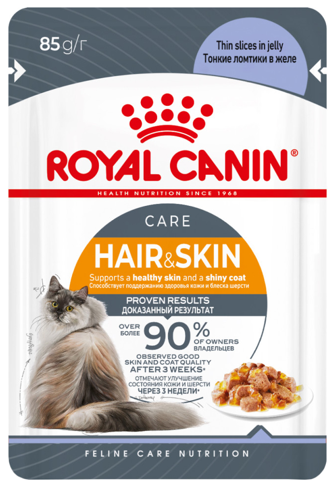 

Влажный корм для кошек ROYAL CANIN Hair&Skin, для здоровья кожи и шерсти, 28x85 г
