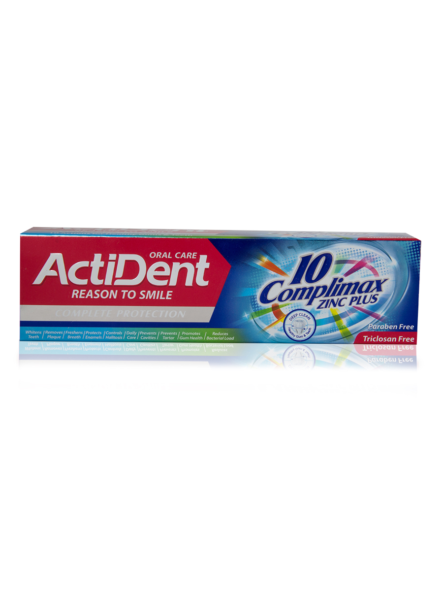 Зубная паста Active Actident Комплексный уход без парабенов, 130 г