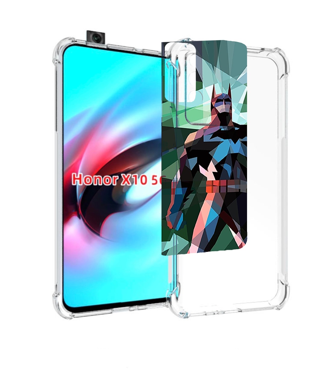 

Чехол MyPads полигональный-бэтмен-арт для Honor X10, Прозрачный, Tocco