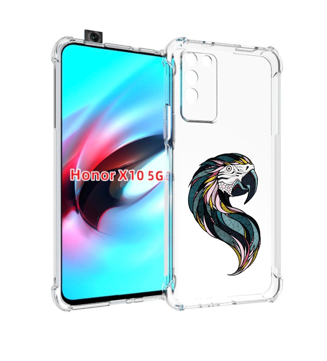 

Чехол MyPads полупопугай для Honor X10, Прозрачный, Tocco