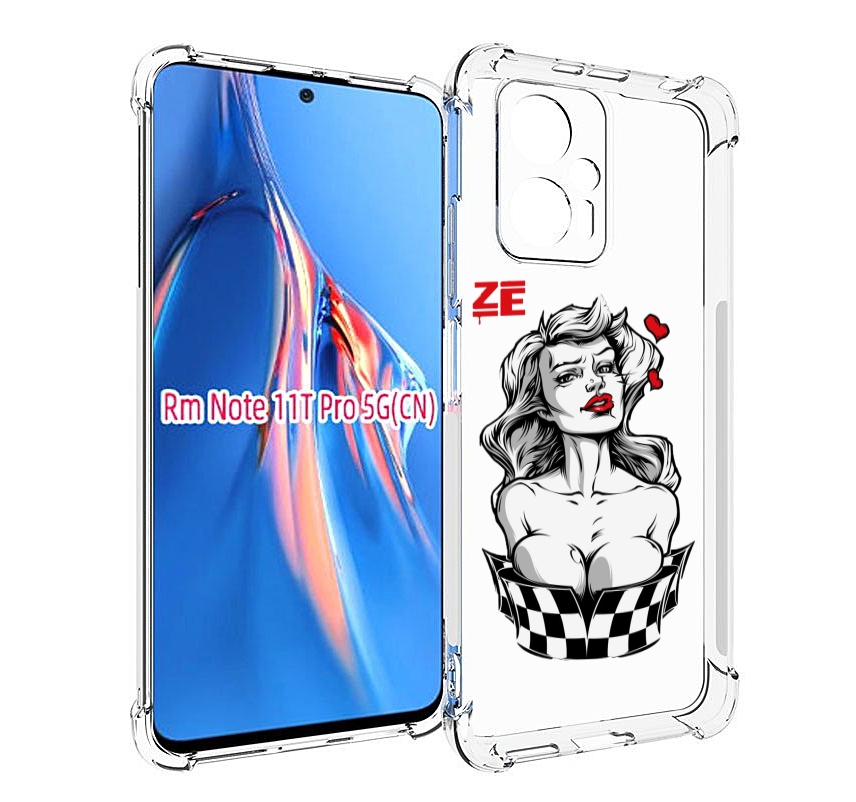 

Чехол MyPads черно белая девушка с красными губами женский для Xiaomi Redmi Note 11T Pr..., Прозрачный, Tocco