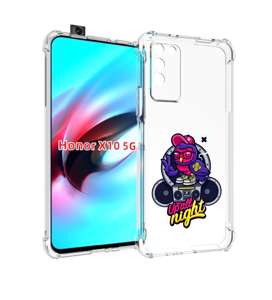 

Чехол MyPads попугай любит музыку для Honor X10, Прозрачный, Tocco