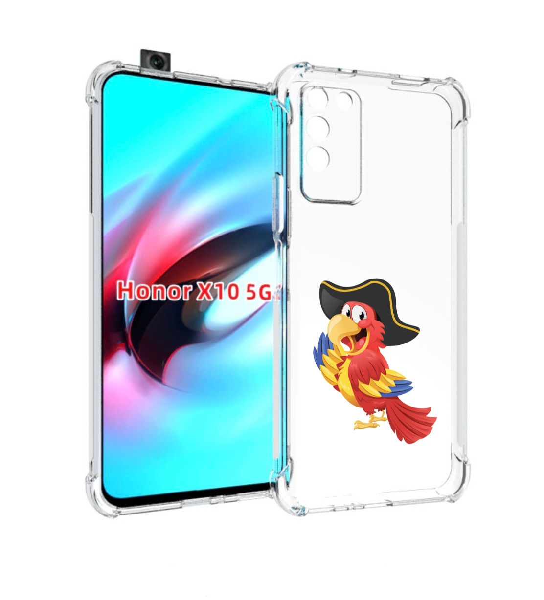 

Чехол MyPads попугай-пират для Honor X10, Прозрачный, Tocco